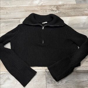 Tularosa Black Ribbed Cowl Neck Sweater